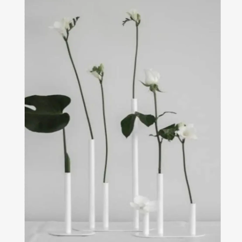 3pcs/set)single stem not bud vase long stem nordic wedding vases for flowers metal home decorative white black three head vase