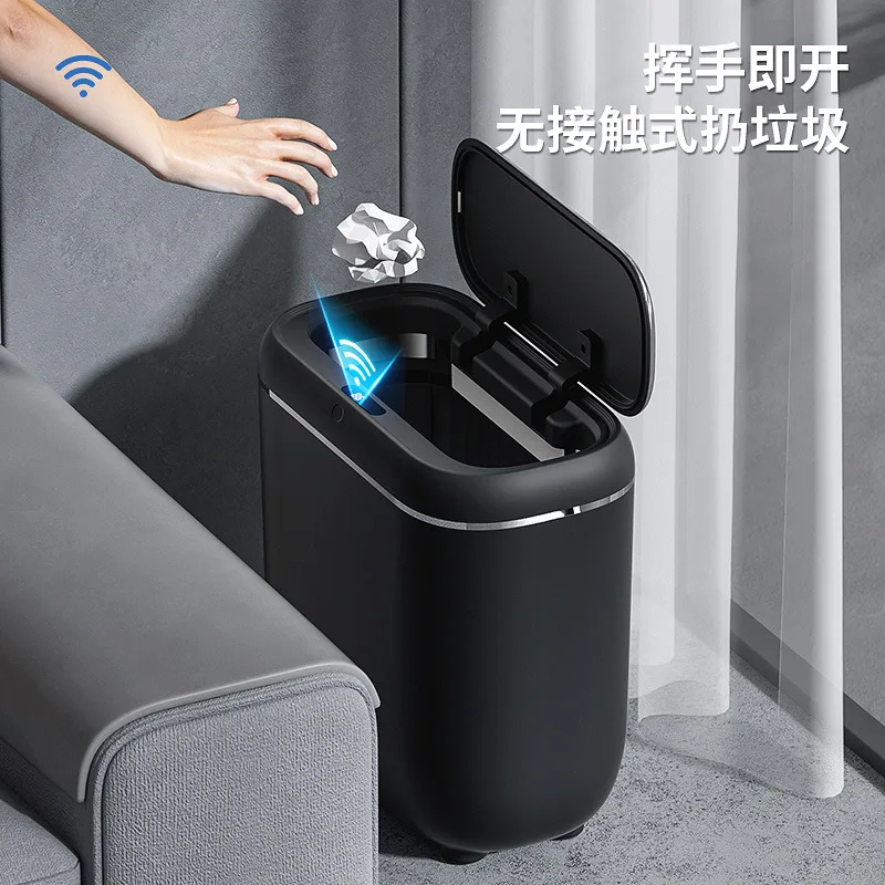 Trash Can 14L Automatic Sensor Trash Can Electric Touchless Smart Bin Kitchen Bathroom Waterproof Bucket Garbage With Lid Home Wastebasket