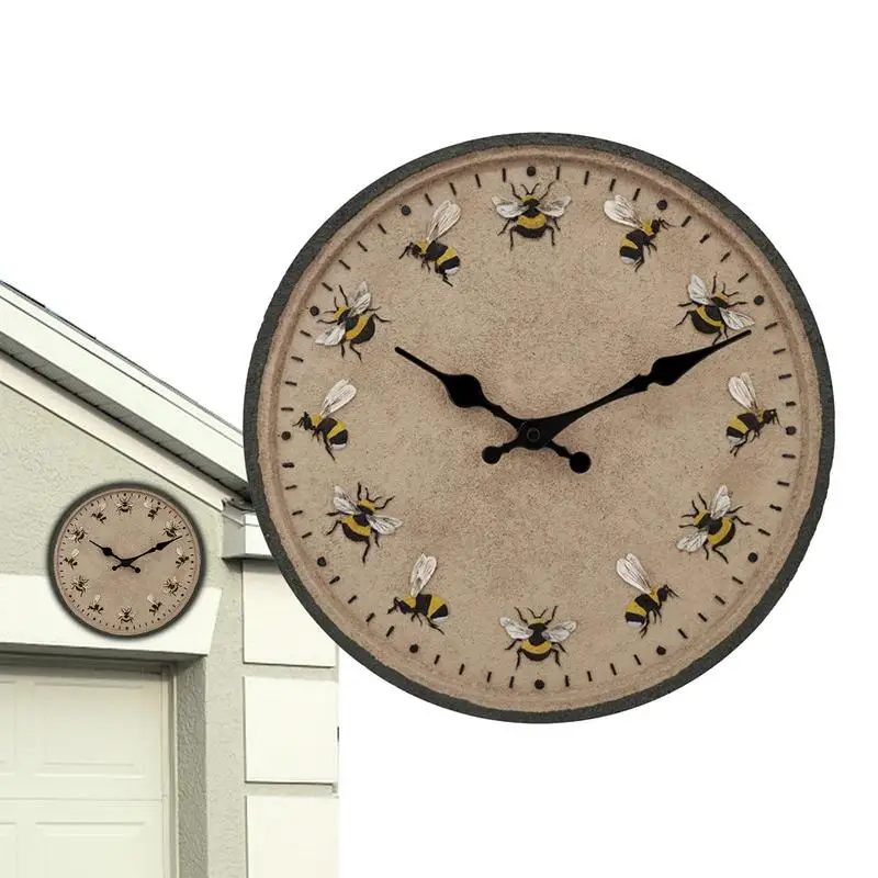 

Outdoor Wall Clock Wall Clock Outdoor Outside Clock Bee Theme Design Strong Resin Waterproof Design For Patio And Garden
