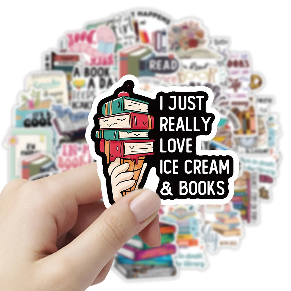 10/50pcs Cartoon Book Worm Book Reading Stickers Notebook Diary Motorcycle Skateboard Computer Decal Luggage Graffiti Sticker 6