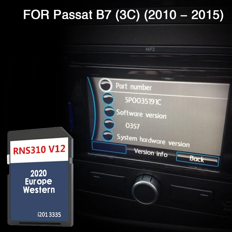 

RNS 310 V12 West Europe Fitting For Car Passat B7 (3C) From 2010 TO 2015 Map SD Card Coverage Liechtenstein Luxembourg Monacom