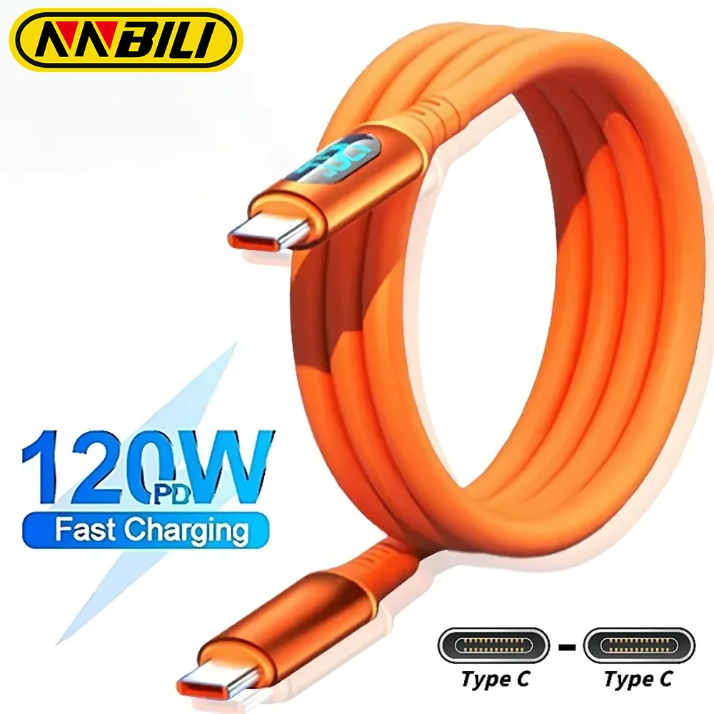 6A USB-C to Type-C Fast Charging 120W Cable with LED Digital Display