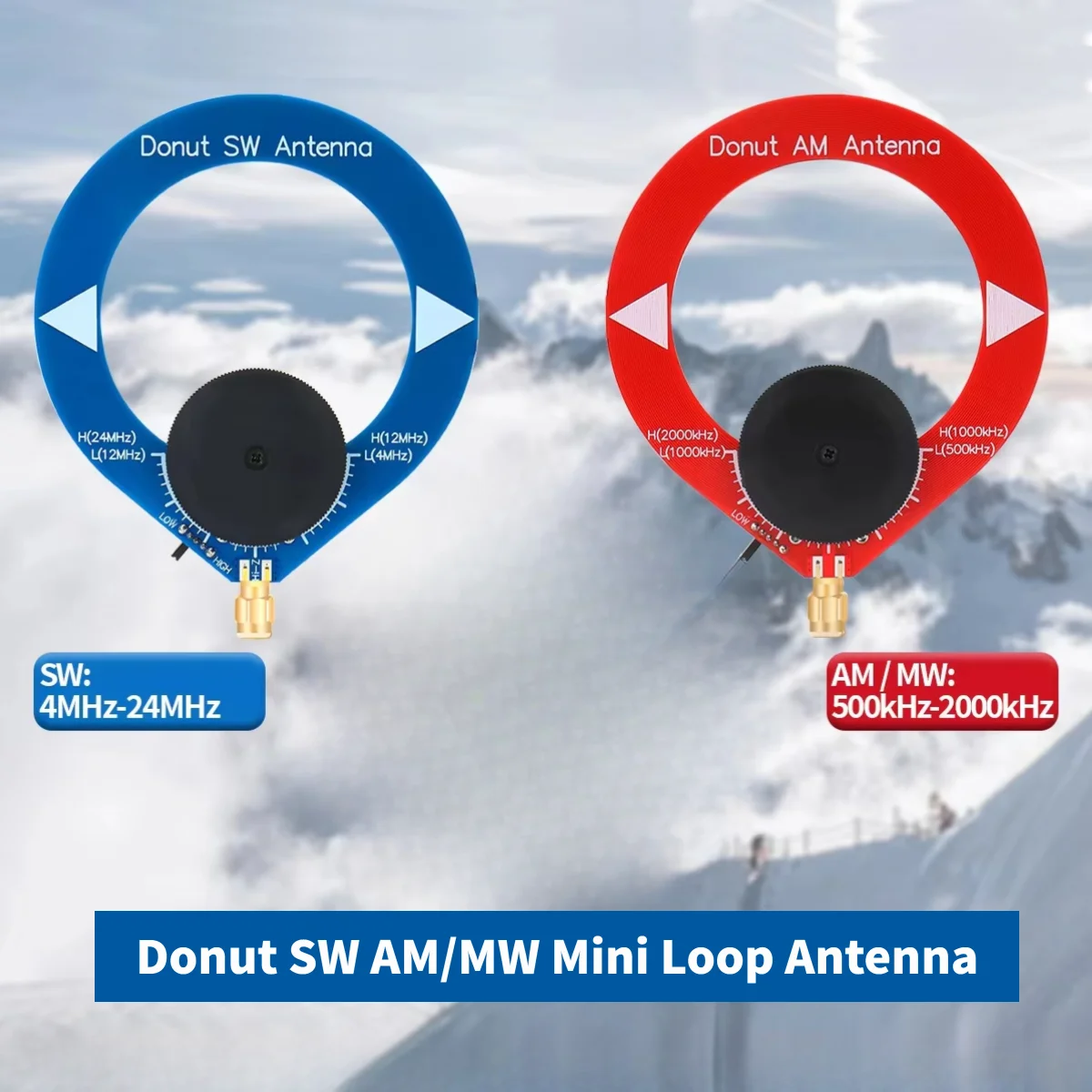 4MHz-24MHz/500kHz-2000kHz AM MW/SW 미니 루프 안테나 FM파 광대역 수신 안테나 (아이라디오 UV-88, 라드텔 RT-860, RT-880 호환)
