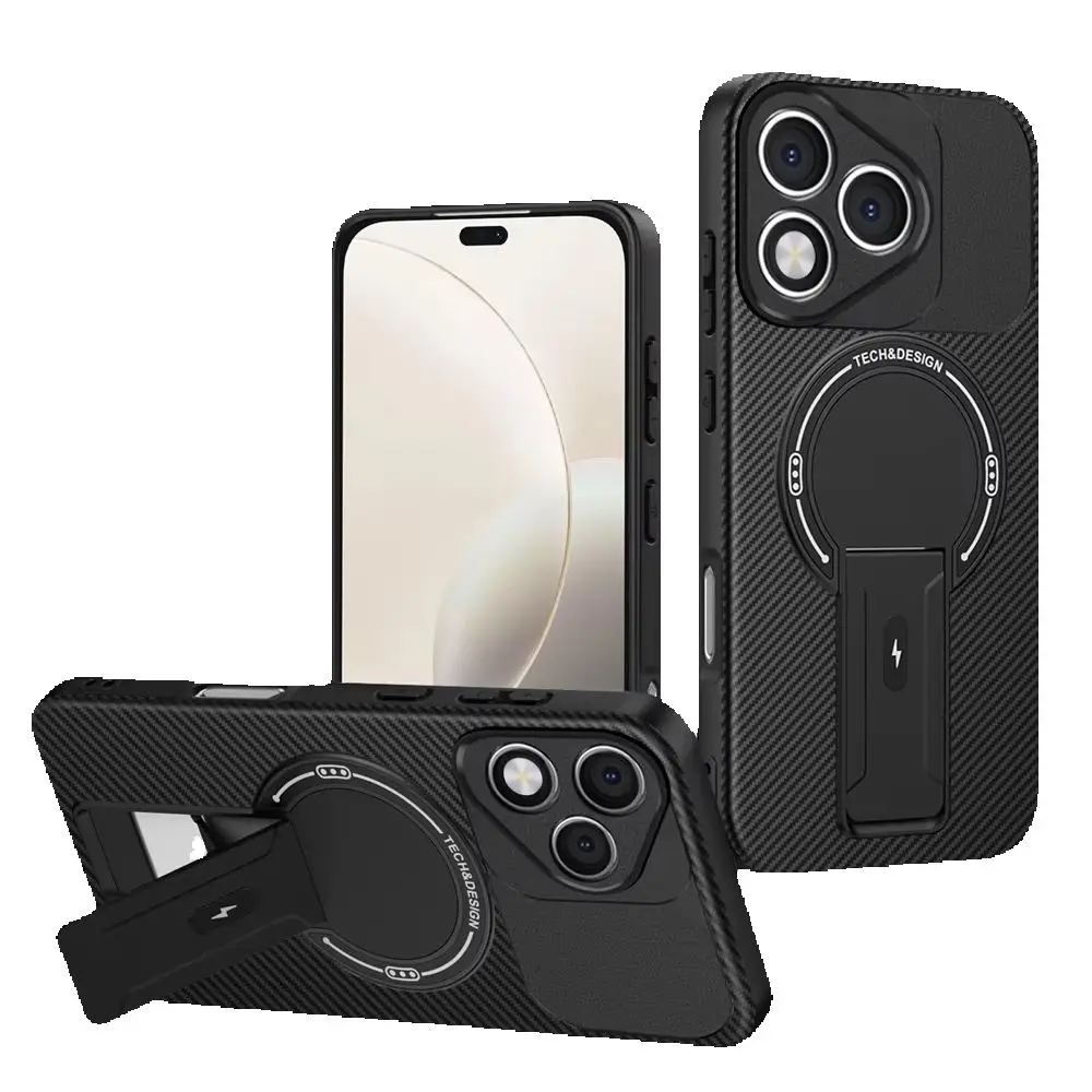Shockproof Armor Magnetic Wireless Charging Phone Case with Bracket Cover