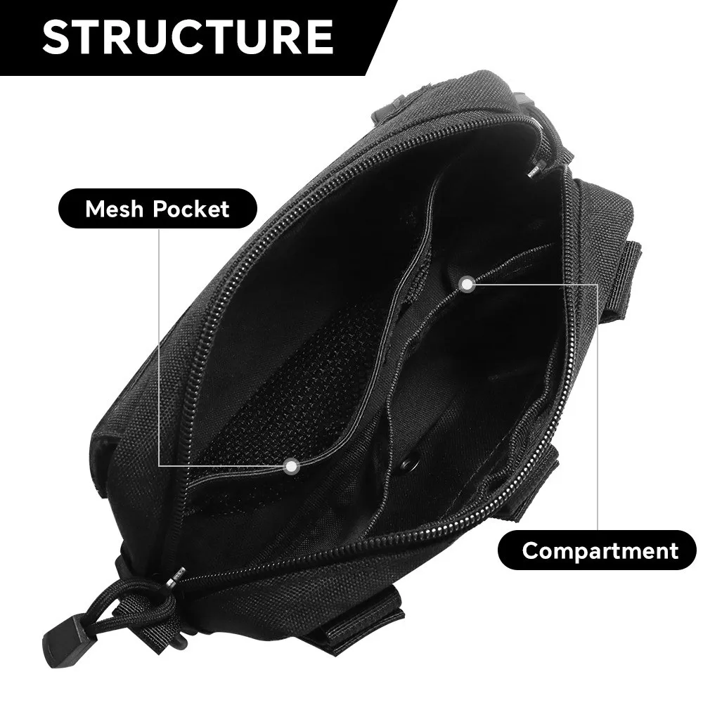 Nuova Borsa Utilità EDC di Emergenza, Marsupio Funzionale da Esterno con Tasche Zip, Borsa a Tracolla per Attrezzi Sportivi - immagine 2