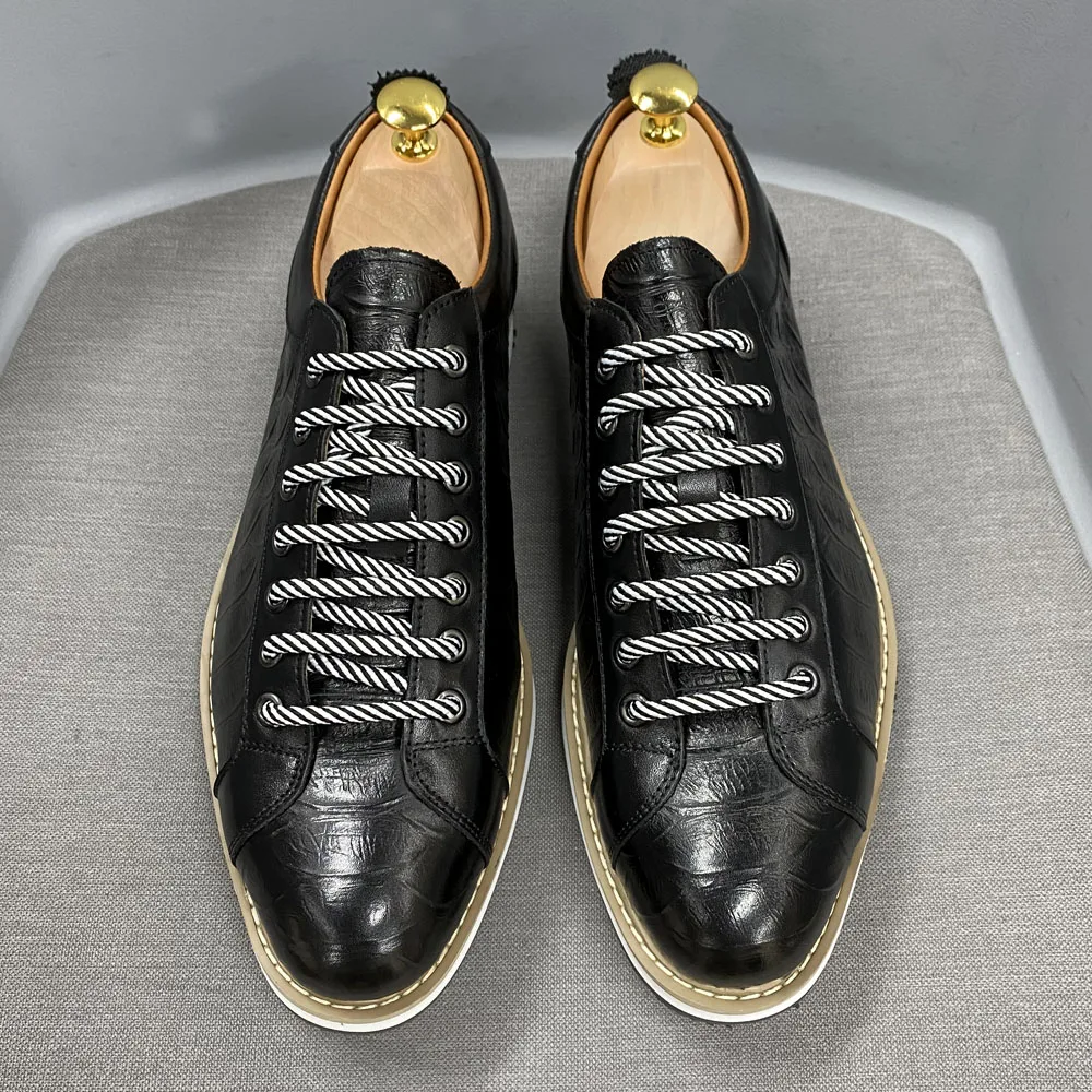 Alligator Print Genuine Leather Derby Shoes