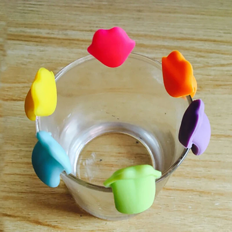 Glass Markers Durable Unique Easy To Use Must-have Silicone Trendy Silicone Glass Charms Gift Marker Cups Practical Fun Reusable