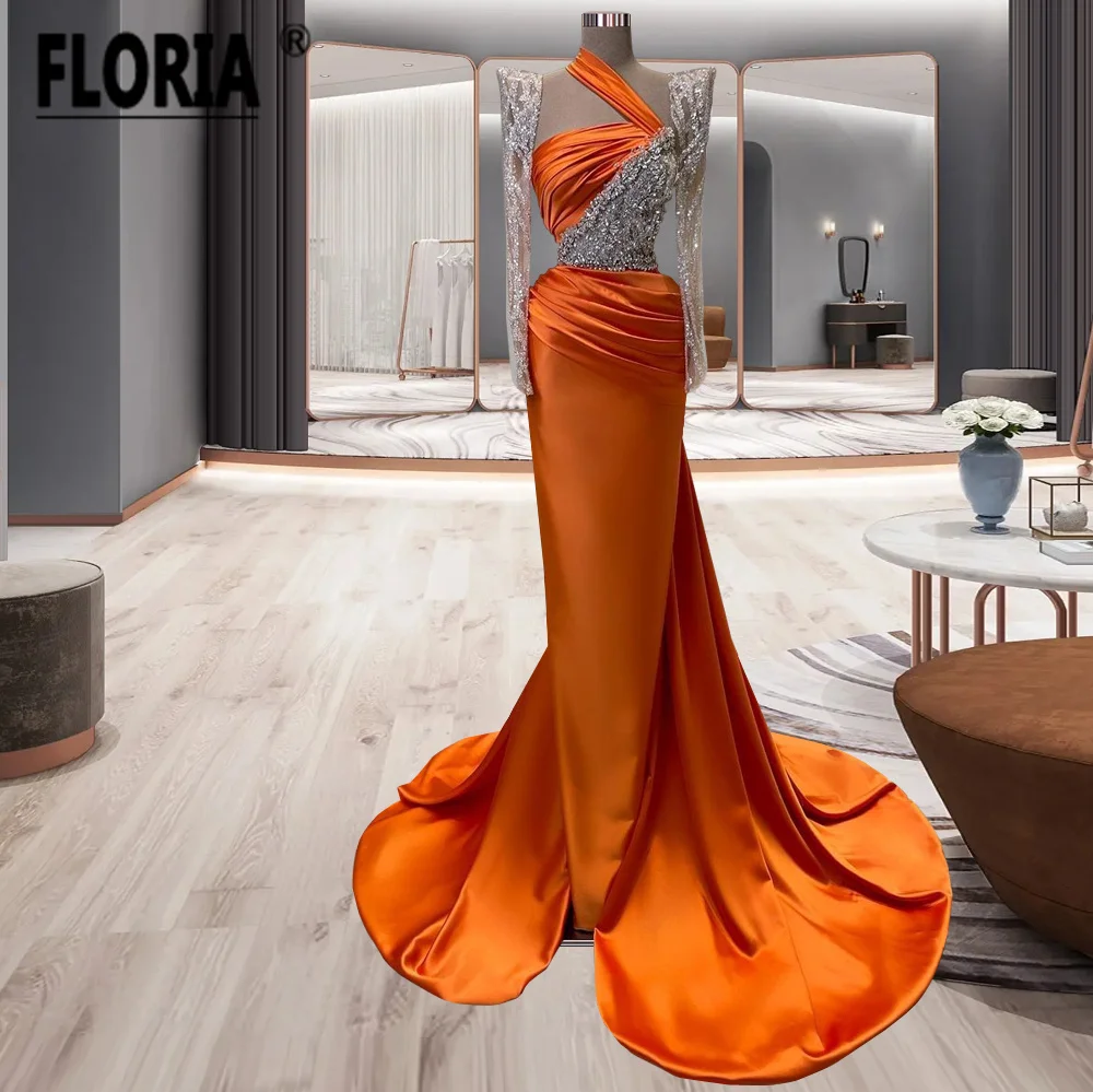 

Роскошное вечернее платье с юбкой-годе со шлейфом и длинными рукавами с бусинами Плиссированное Платье для торжественных случаев вечернее платье для выпускного вечера