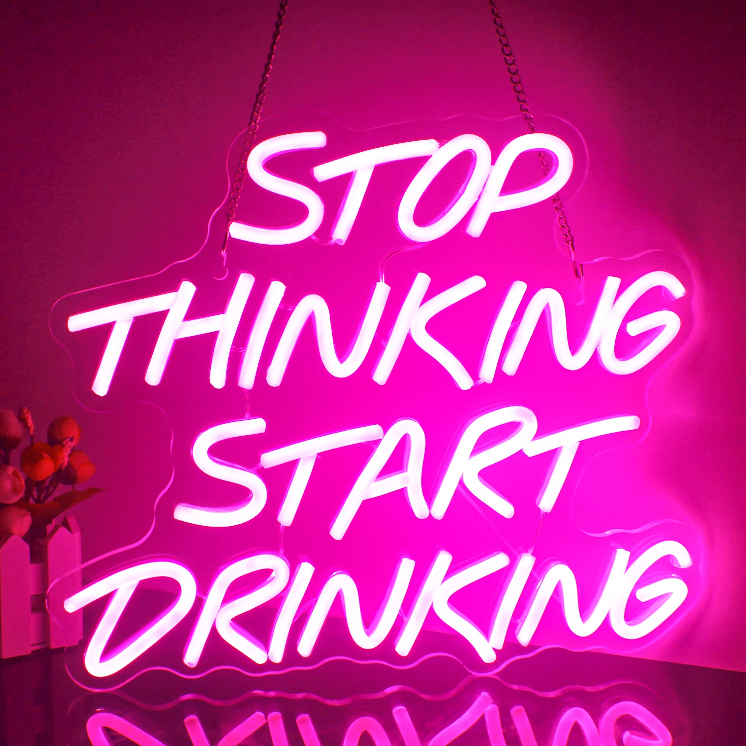 Stop Thinking Start Drinking LED Neon Sigh Letter Bar USB Room Decor For Shop Home Bars Bedroom Festa Party Wall Lamp Ornaments