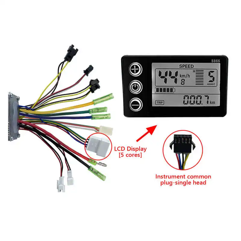 36V/48V 250W/350W 15A Brushless Motor Controller + LCD S866 Display Panel Electric Brushless Controller Kit electric bike controller electric bike accessories electric bike lcd display panel