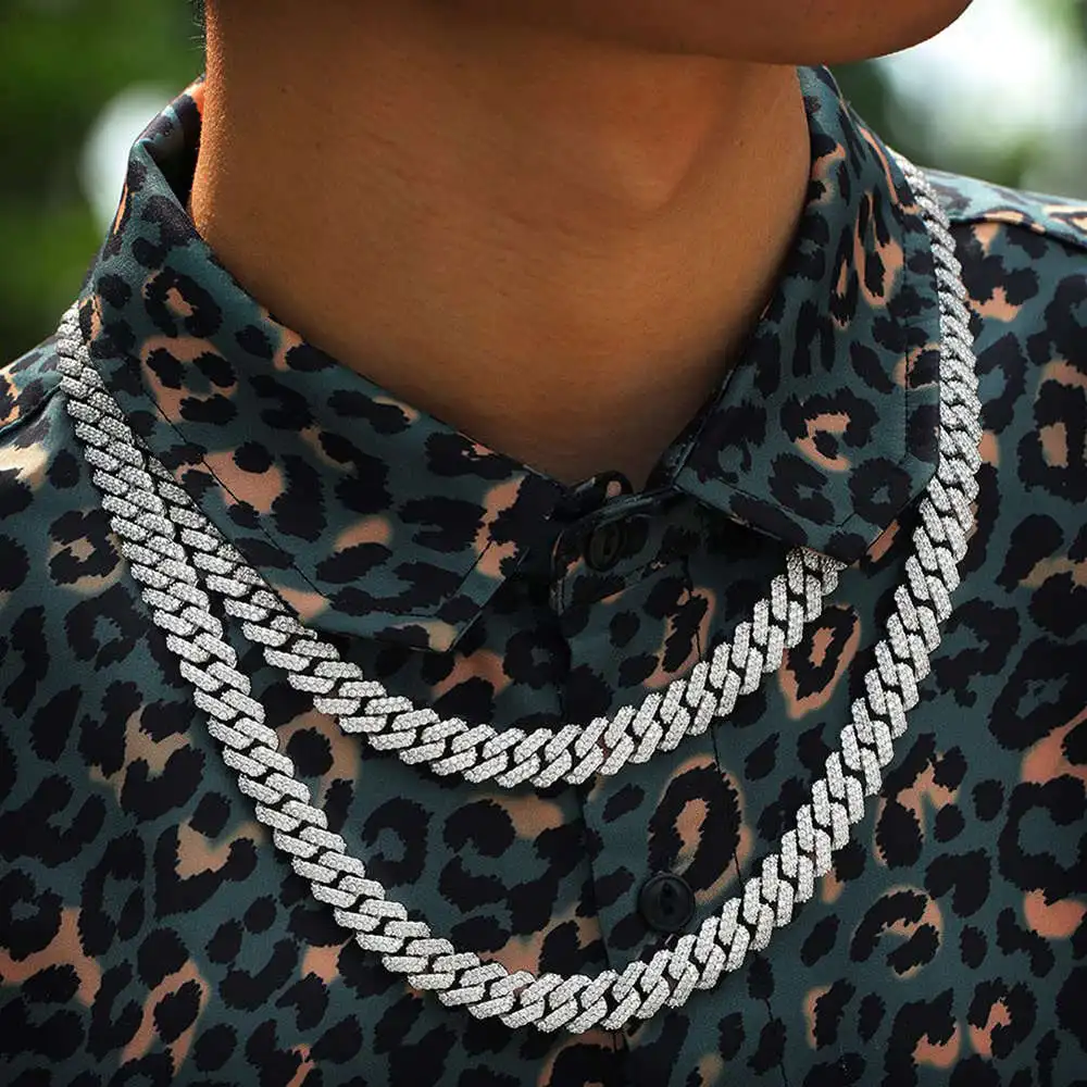 

Rinntin Smn51 S925 Sterling Silver d Vvs Moissanite Chain Hiphop Cuban Link Chain 16 18 20 22 24 26 Inches Necklace