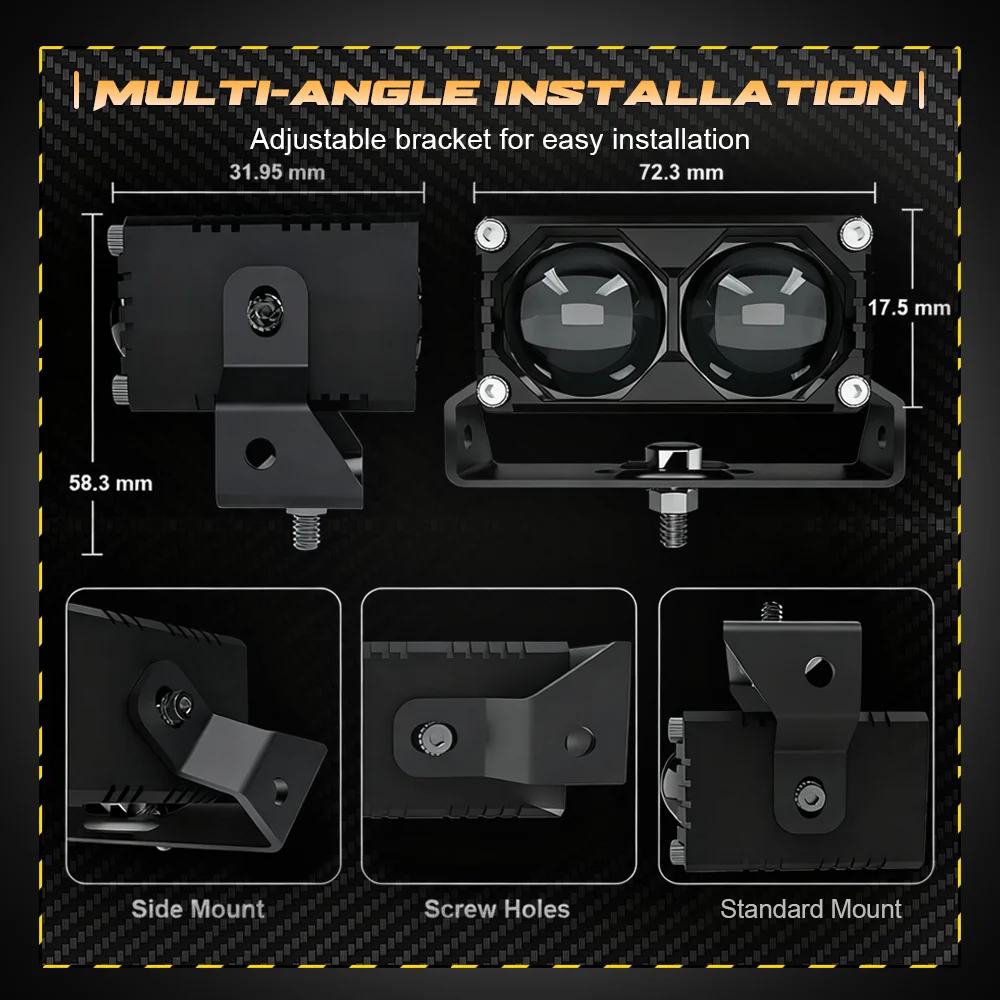90W 90000LM Luci a Led per illuminazioni auto Lenti Bi Led Fendinebbia per camion Faro con interruttore Faretto ausiliario per moto - immagine 6