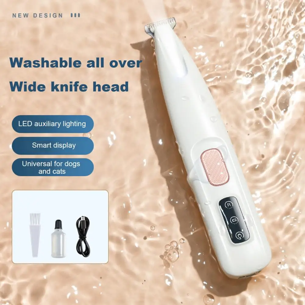 Pet Grooming Clipper 16cm Dog Paw Trimmer With LED Light Electric Dog Trimmer Rechargeable Low Noise Pet Hair Clipper Grooming Tool For Paws