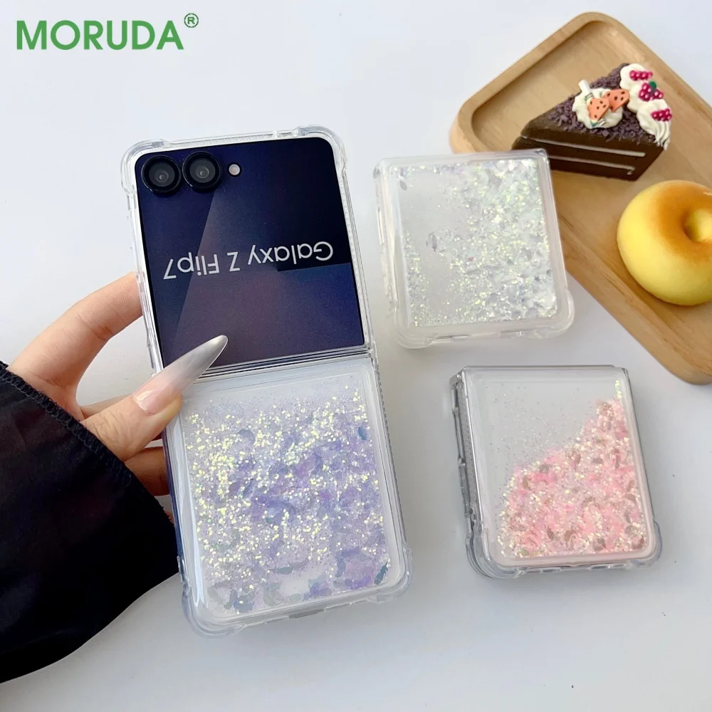 Feather Glitter Quicksand Transparent Phone Case with Epoxy Airbag Protective Cover