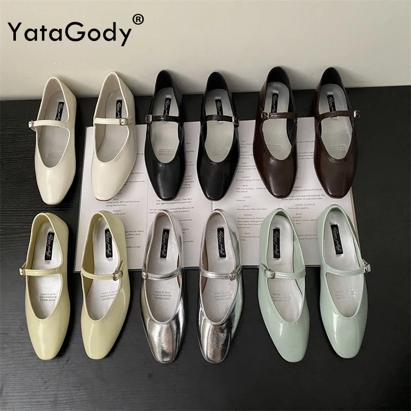 

YATAGODY Size 35-40 Women Ballet Loafer Flats Shoes Soft Buckle Strap Low Heels For Womens Ins 2024 Casual Daily Work Dress