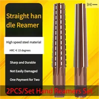 KBDA 2PCS/Set Hand Taper Reamer MT0/MT1/MT2/MT3/MT4/MT5 Straight Handle Coarse Reamer Fine Reamer for Milling Finishing Tools 1