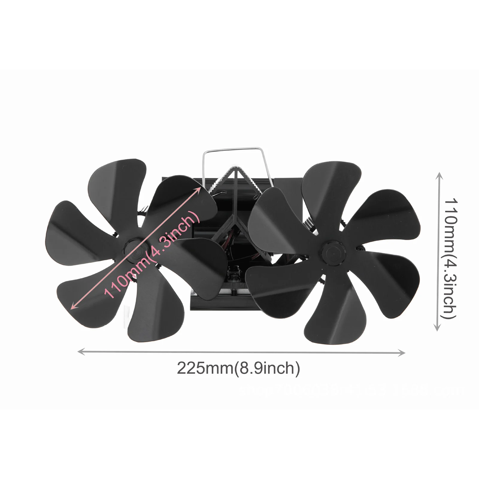 

12 Blades Wall-Mounted Heat Powered Stove Fan Fireplace Fan Double Head 12 Blade Furnace Fan Wall Mounted Unpowered Operation