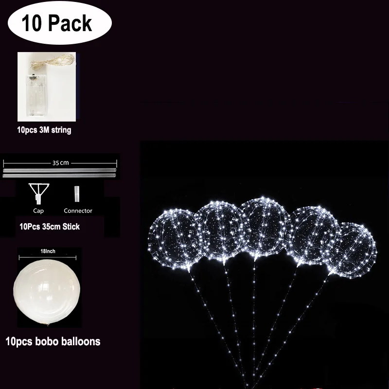 thumbnail image 1 of 10 piezas de luces LED de cadena para árbol de Navidad, globos Bobo transparentes y brillantes, luces de hadas para el hogar, decoraciones para fiestas de cumpleaños y bodas, 1 of 5