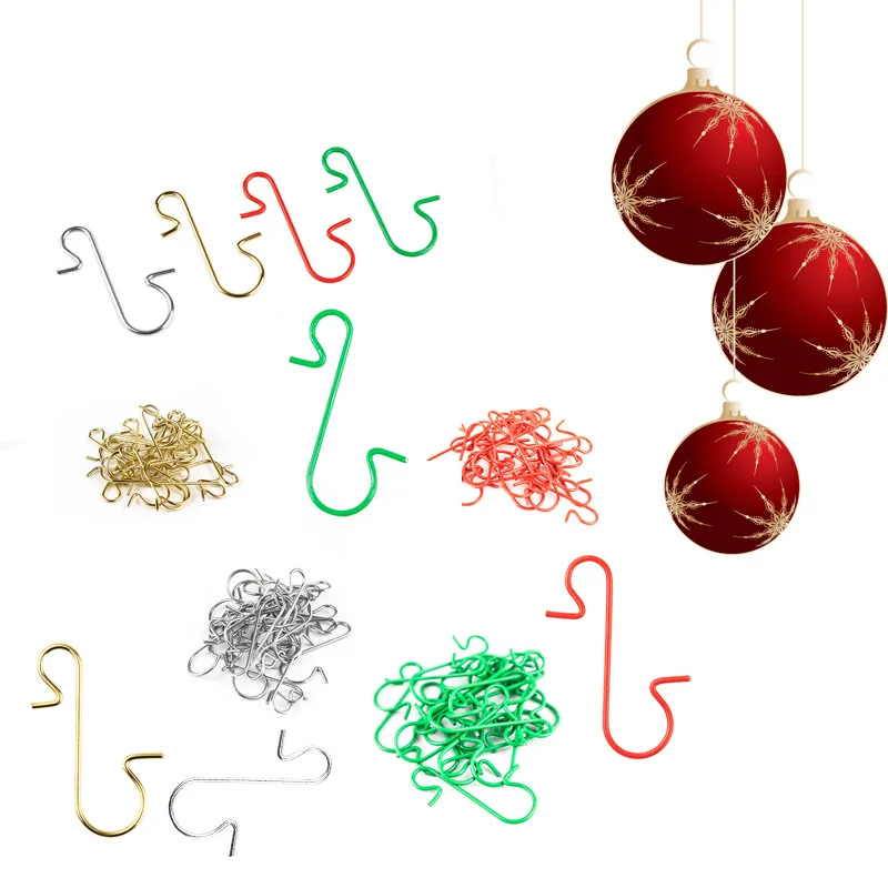 50pcs/pack S Shaped Metal Hook Xmas Tree Hooks Durable Hanger Hooks Home Party Supplies Christmas Ornaments Party Supplies Hooks