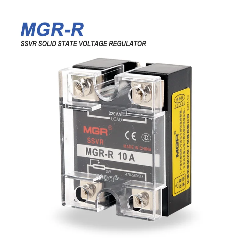 

SSR MGR 10A-120A 220VAC Single Phase Solid State Relay 10/25/40/60/80/100/120A 2W Resistive Voltage Regulator With Plastic Cover