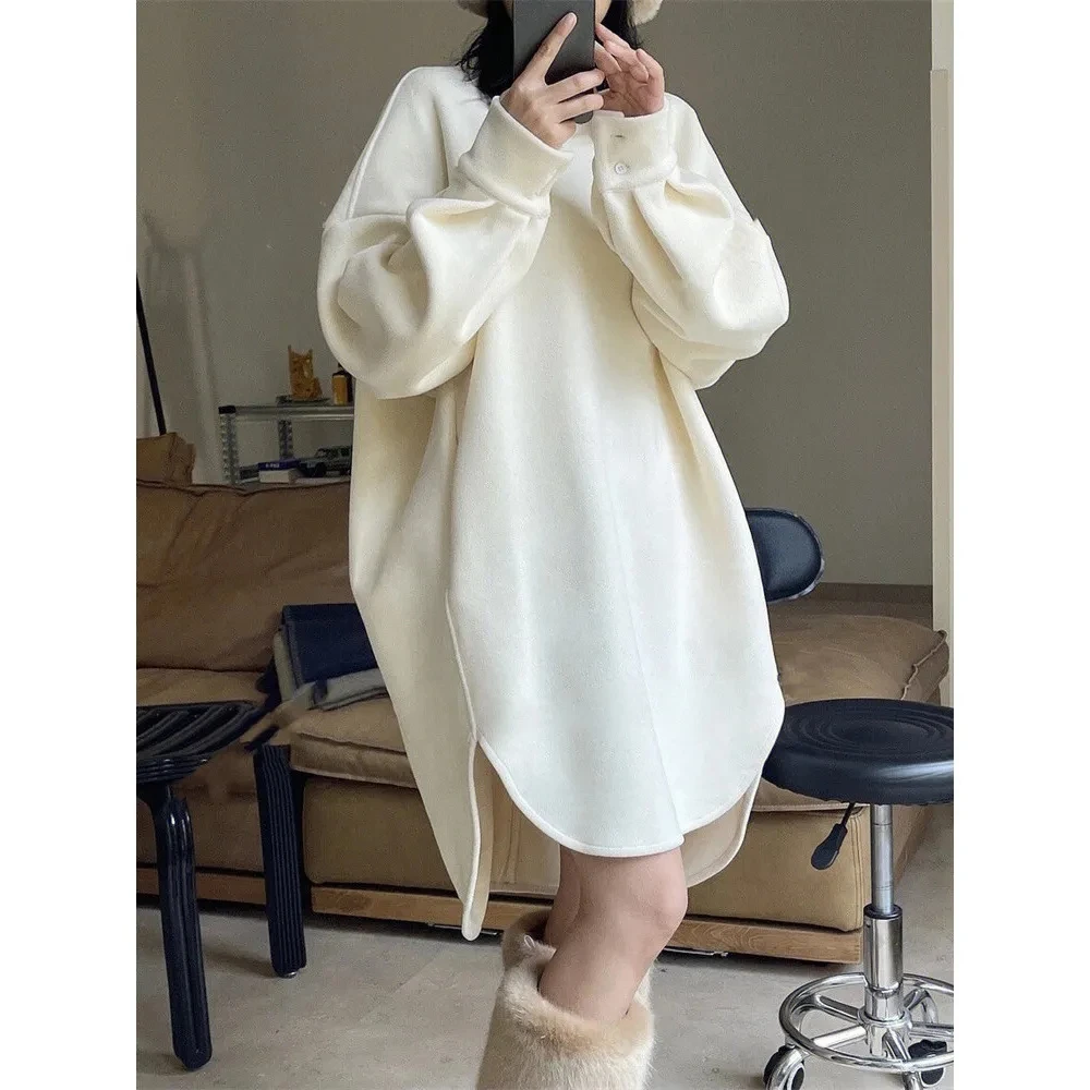 Plus Size 6XL 150KG Felpe con cappuccio e felpe per donna Autunno Inverno Felpa in pile caldo e spesso Solido Streetwear Pullover allentati_voghion.com