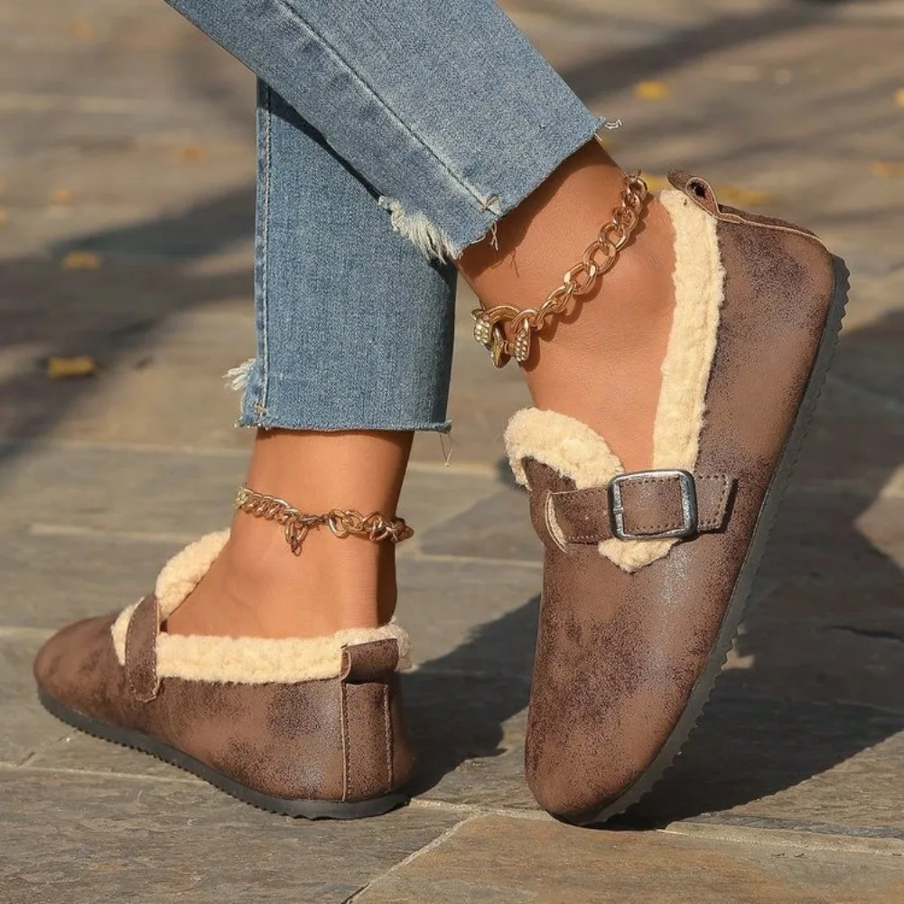 Autumn Winter Women Snow Boots New Casual Flat Boots Women Fashion Soft Loafers Comfort Warm Plush Slip on Cotton Shoes Female