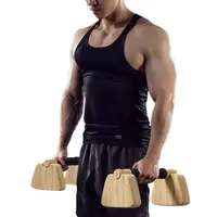 1 Pair Street Fitness Push Up Bar Solid Wood Thickened Handle Push-up Rack Stable Pectoralis Major Home Exercise Equipment Floor - Image 4