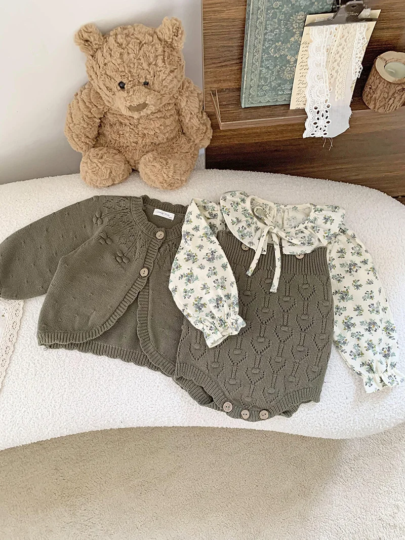 Baby Girls Knit Sweater Bodysuit Outfit