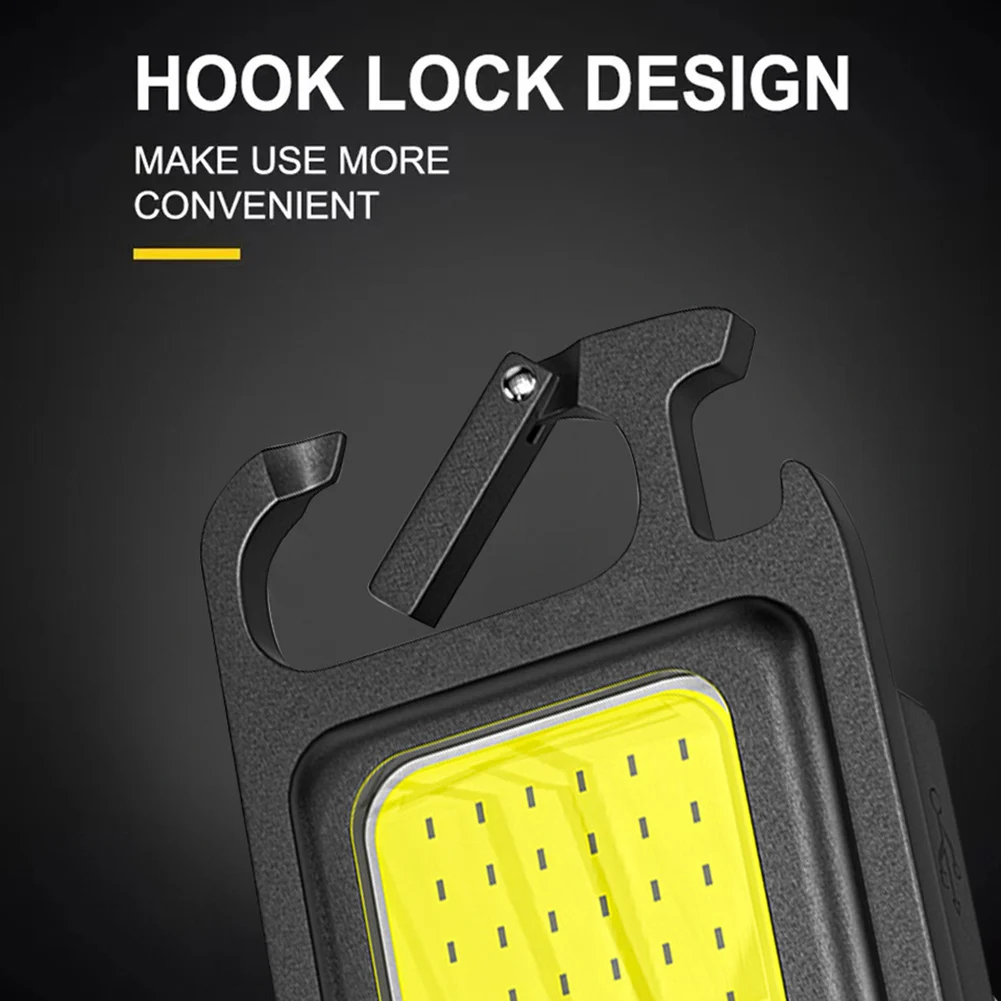 Powerful Pocket Flashlight Portable USB Rechargeable Work Light Mini Keychain Waterproof 400LM Multi-fuction for Outdoor Camping