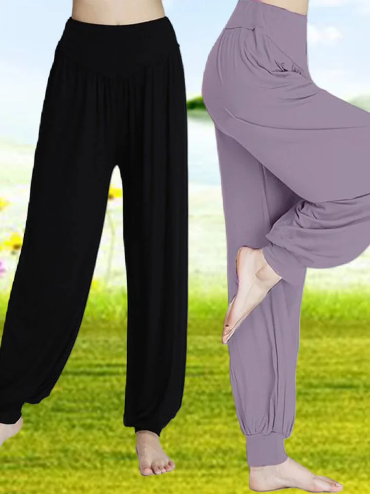 New Yoga Women's Square Dance Practice Pants Modal Cotton Elastic Large Size Loose Lantern Pants Summer Thin Model