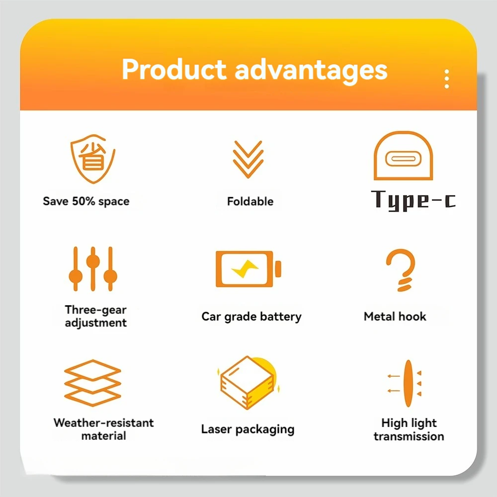 Description Picture 3 of itemtype-c Charging Lights Outdoor Lighting Hook Up Portable Rechargeable Spotlights Camping High Brightness Fishing Hanging Tent Li