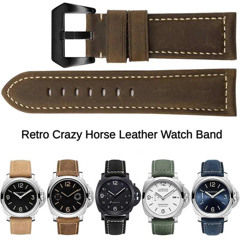 

Frosted Genuine Leather Watchband With 19/20/21/22/23/24/26mm Straight Interface Crazy Horse Leather Vintage Watch Chain