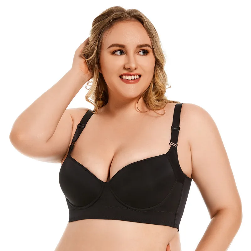 Large size bra beautiful back and large size underwear steel hoop gathered bra with 8 rows of buttons Underwear Breast Shapers