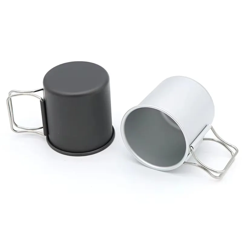 YTYIN 300ML 알루미늄 합금 커피 머그 - 야외 하이킹 및 백패킹을 위한 휴대용 미니 캠핑 컵