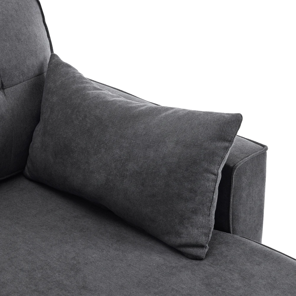 PINGGO L-förmiges Schlafsofa mit Schlaffunktion Modernes Design Gepolsterter Loungesessel mit Stauraum und Getränkehalter für Wohnzimmer – Detail 35