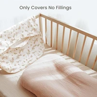 Housse de chaise longue en mousseline de coton pour bébé, 2 pièces, housse de nid pour nouveau-né, douce et respirante, pour nourrissons filles et garçons 5