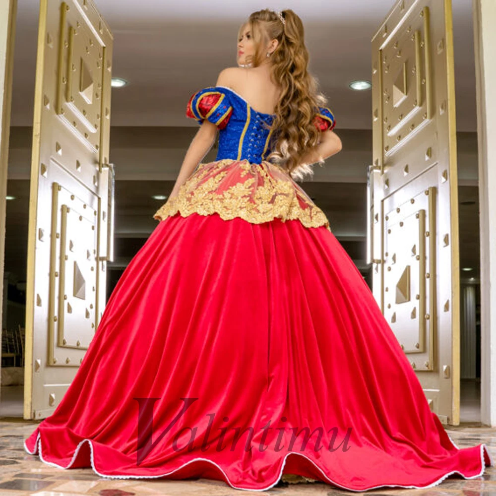 Valintimu Quinceanera Dresses Princess Sweet 16 Years Girl Birthday Party Dresses Corset Satin Abendkleider Vestidos De Baile