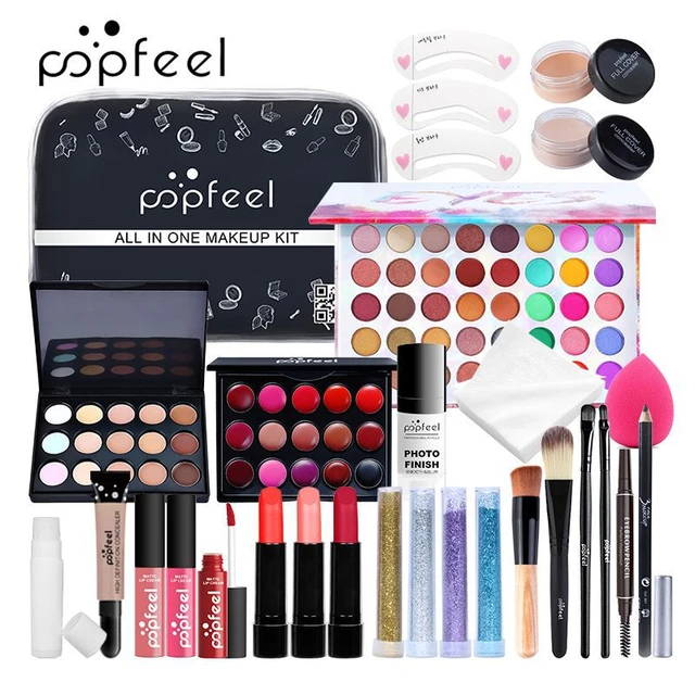 Kit de Ensemble-cadeau de Maquillage, Makeup Coffret maquillage Idée Cadeau  Femme Adolescente - Kit de démarrage Palette de Fard à Paupières Rouge à