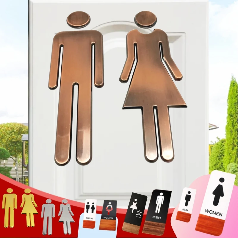 3D DIY Men Women Toilet Door Sign Sticker Bathroom Restroom WC Door Sign for Toilet Wall Sticker Entrance