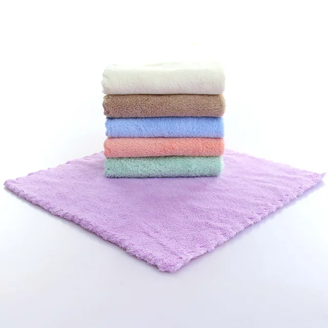Egységes Színű Korall Bársony Gyapjú Felszívó Arc Kéz Törülköző Esküvői Üzleti Ünnepi Ajándékok Fürdőszoba Gyerekek 30X30Cm - Image 2