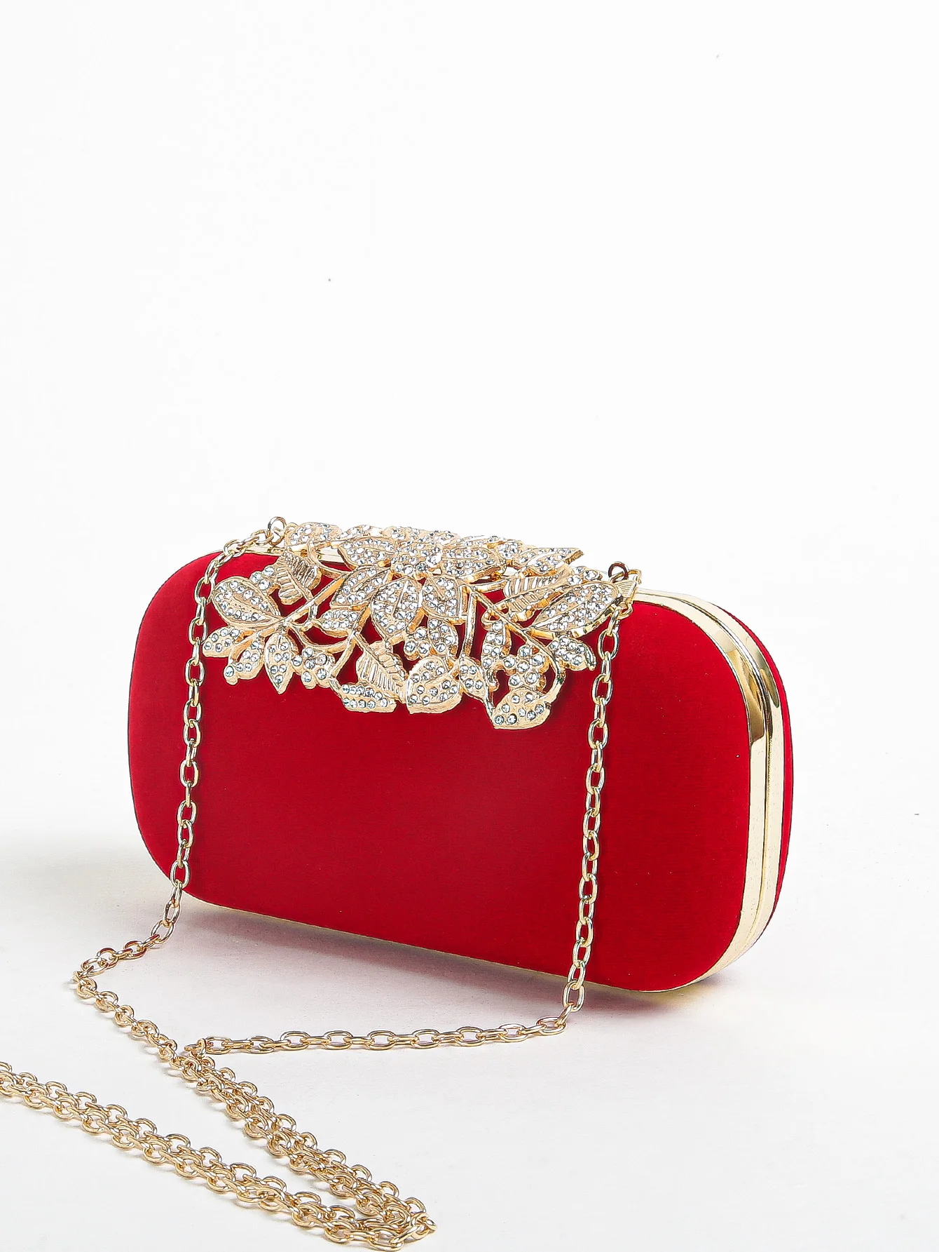 حقيبة كلاتش من حجر الراين مع مشبك زهور كريستالي لل...