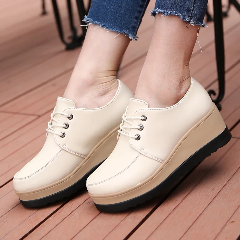 Spring Autumn Women Oxford Shoes Flat on Platform Casual Shoes Frenum Leather Shoes Sewing Round Toe Zapatos Mujer 2023 New