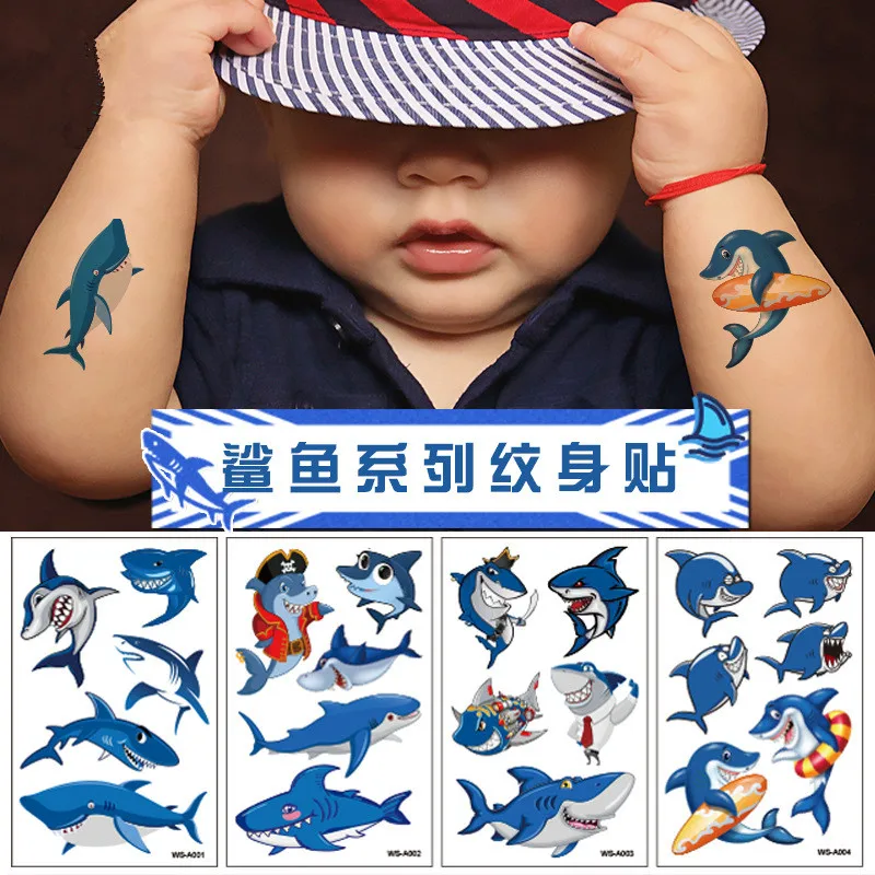 

Shark Temporary Tattoo Sticker Ocean Sea Shark Fake Tattoo Body Waterproof Stickers Kids Children Shark Theme Party Decoration