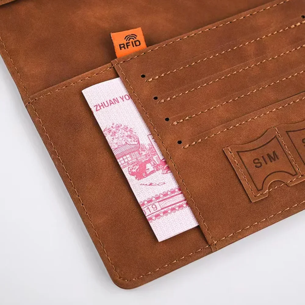Women Men RFID Vintage Business Passport Covers Holder Multi-Function ID Bank Card PU Leather Wallet Case Travel Accessories 6