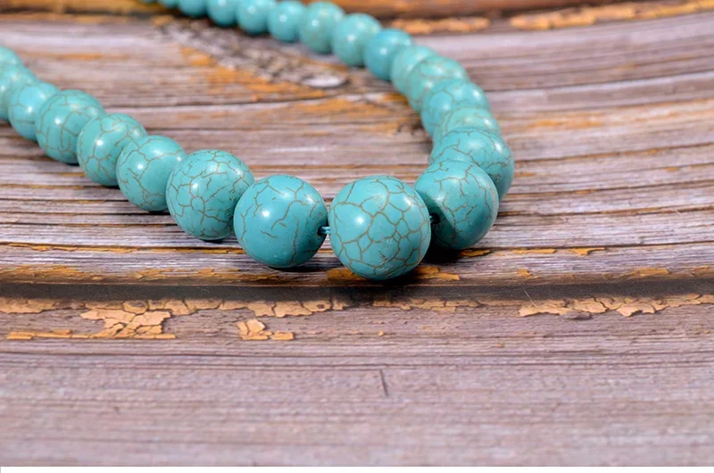collier turquoise, collier vintage, bijoux ethnique, style bohème, JONecklace, pierre naturelle, alliage de zinc,
