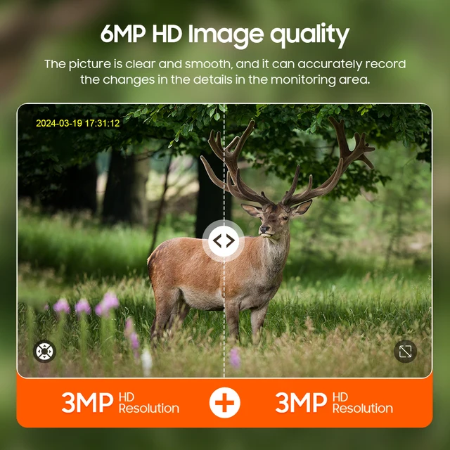 SHIWOJIA 12X ZOOM 4K 8MP Solar Camera Dual lens 4G 360° View Camouflage Color Outdoor Hunting Camera 7800mAh Battery Ubox app 6