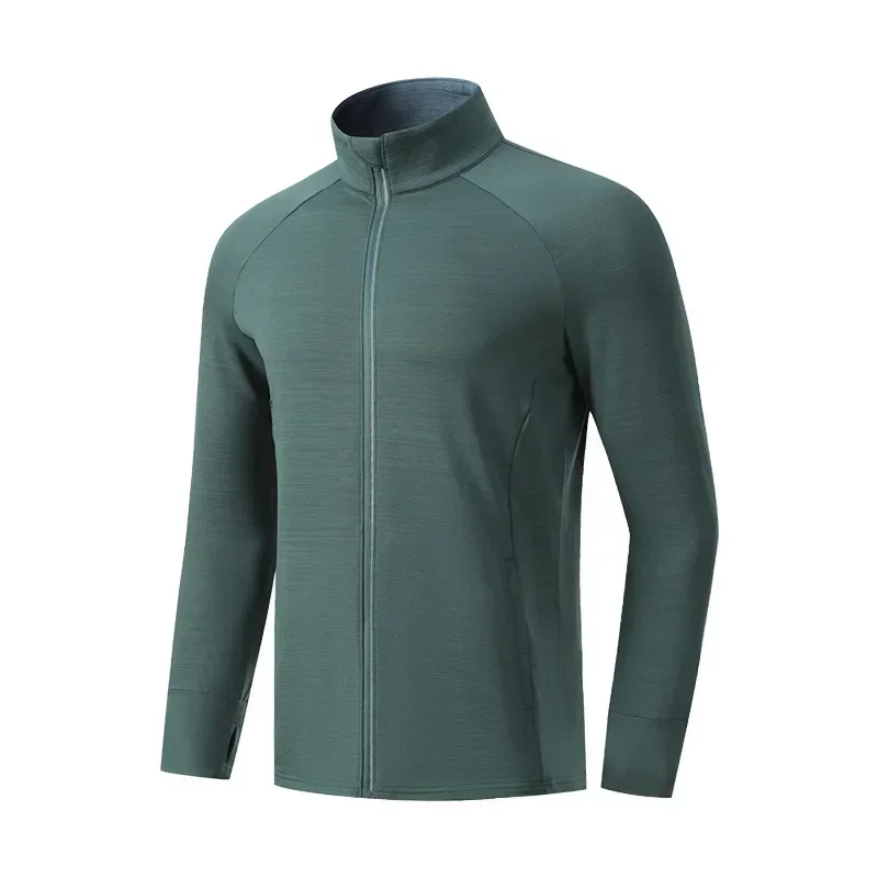Men's Women's Marathon Running Training Jackets Thumb Holes Watch hole Stand collar Fitness Winter Jogging Training Zipper Coat 6