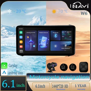 6.1-inch Linux System IP67 Waterproof Full Touch Motorcycle Android auto Navigation Recorder Bluetooth Player Carplay