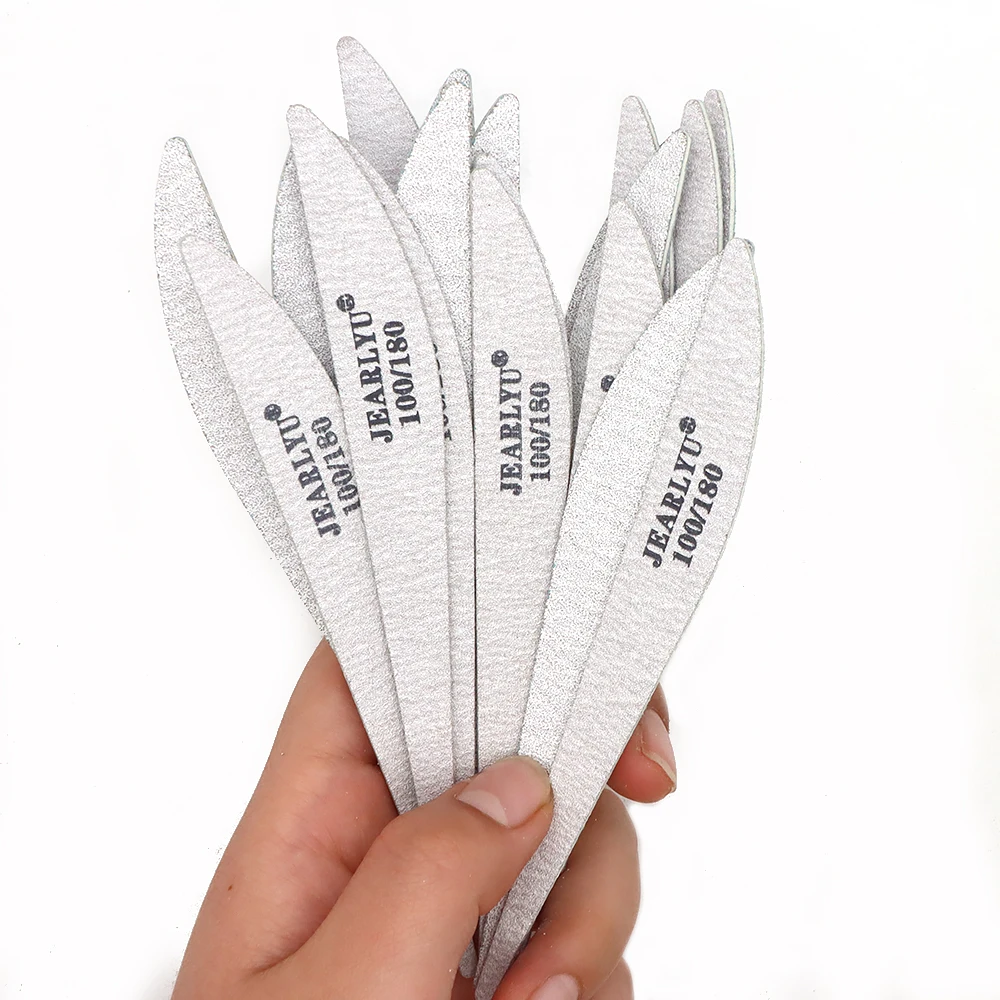 200개입 회색 나무 스타일 나무 손톱줄 100/180 그릿 일회용 페디큐어 매니큐어 파일 네일 케어 도구 여행용 살롱용