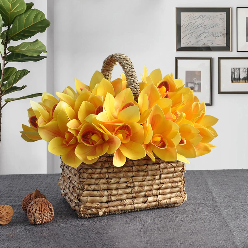 4 Pezzi/Bouquet Di Fiori Di Cymbidium Simulati Artificiali Per Matrimoni Domestici, Vacanze, Compleanni, Decorazioni Per Feste